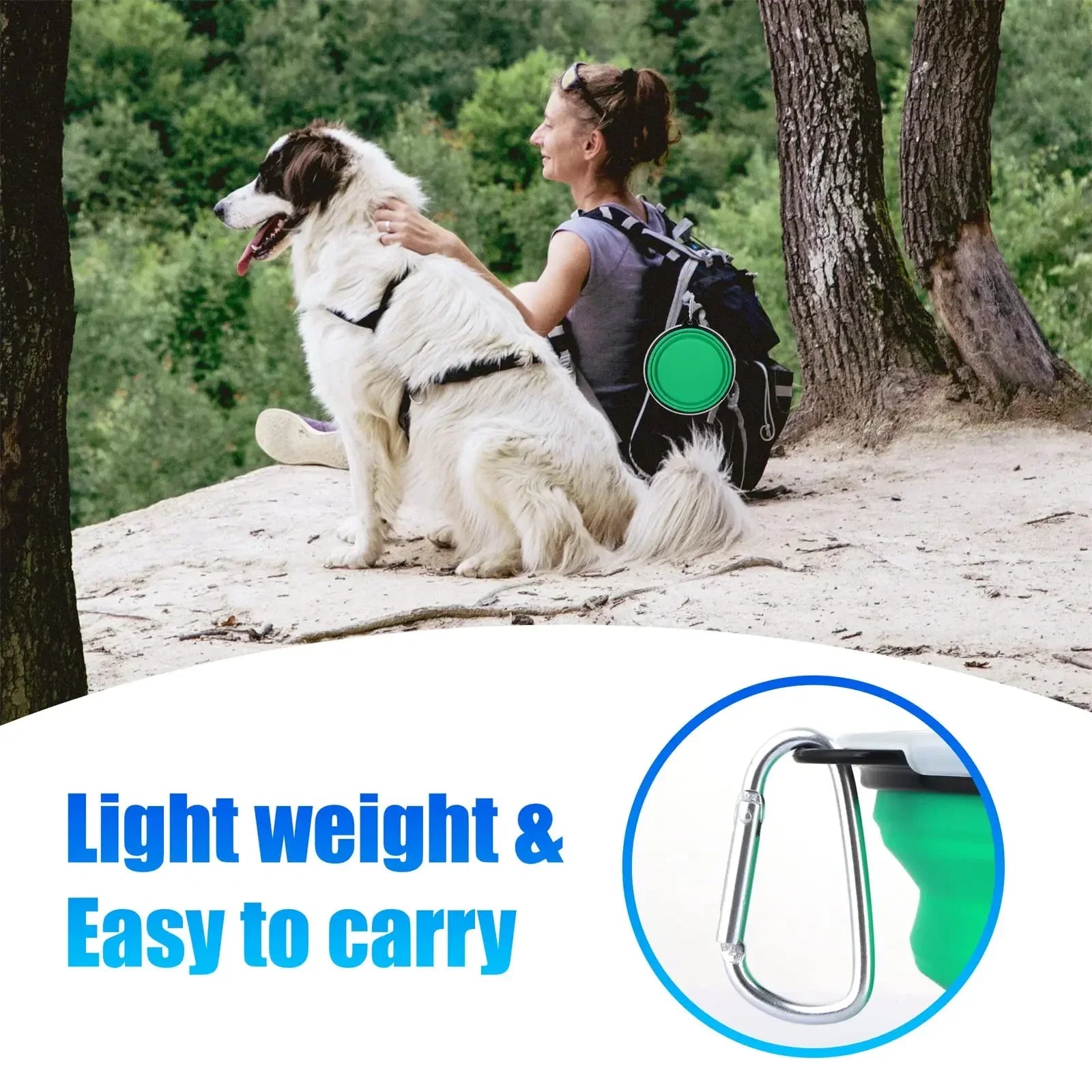 Pet Collapsible Black Frame Bowl Keychain Portable Travel Food Water Dish Dog Cat BPA Free Silicone Lightweight Pet Feeding Bowl