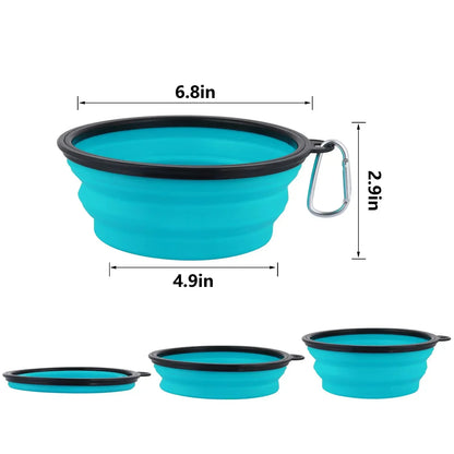 Pet Collapsible Black Frame Bowl Keychain Portable Travel Food Water Dish Dog Cat BPA Free Silicone Lightweight Pet Feeding Bowl