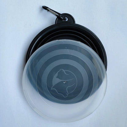 Pet Collapsible Black Frame Bowl Keychain Portable Travel Food Water Dish Dog Cat BPA Free Silicone Lightweight Pet Feeding Bowl