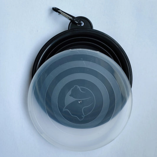 Pet Collapsible Black Frame Bowl Keychain Portable Travel Food Water Dish Dog Cat BPA Free Silicone Lightweight Pet Feeding Bowl